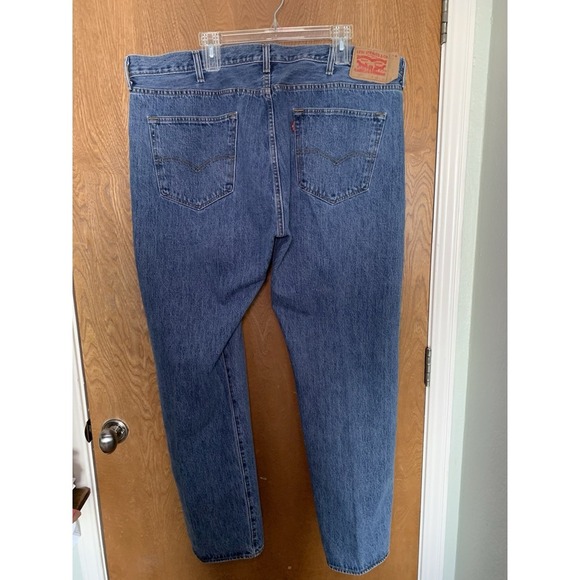Levi's Mens 501 Straight Leg Jeans 44x32 Blue Button Fly Medium Wash Denim - Picture 5 of 8